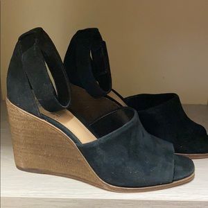 Suede peep toe Vince Camuto wedges